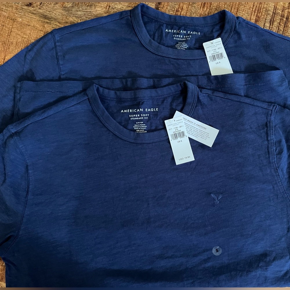 2 NEW American Eagle soft touch navy blue uniform shirts